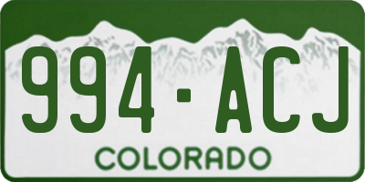 CO license plate 994ACJ