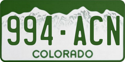 CO license plate 994ACN