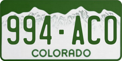 CO license plate 994ACO