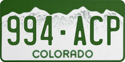 CO license plate 994ACP