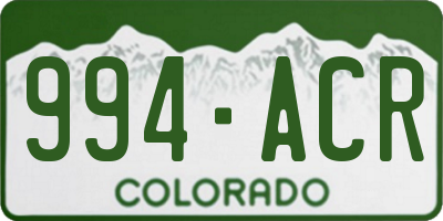 CO license plate 994ACR