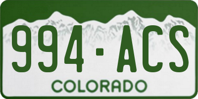 CO license plate 994ACS