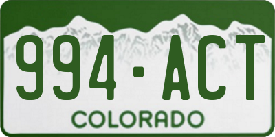 CO license plate 994ACT
