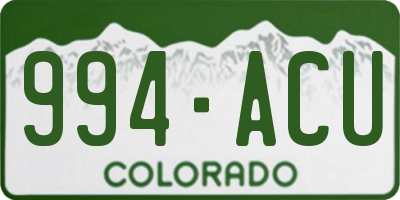 CO license plate 994ACU