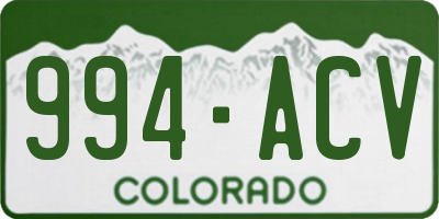 CO license plate 994ACV
