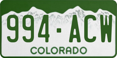 CO license plate 994ACW