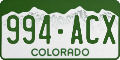CO license plate 994ACX