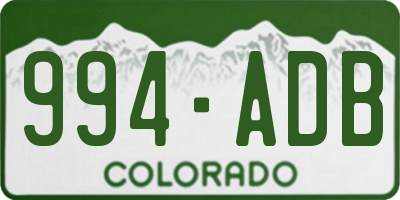 CO license plate 994ADB