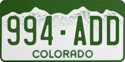 CO license plate 994ADD