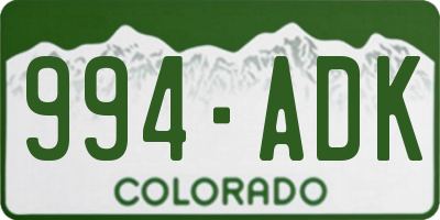 CO license plate 994ADK