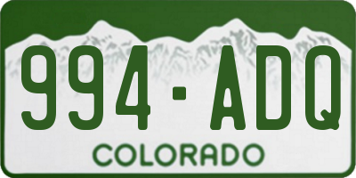 CO license plate 994ADQ