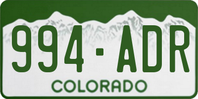 CO license plate 994ADR