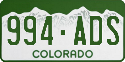 CO license plate 994ADS