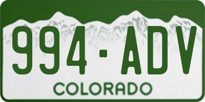 CO license plate 994ADV