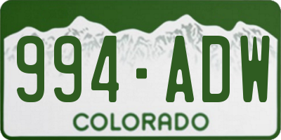 CO license plate 994ADW