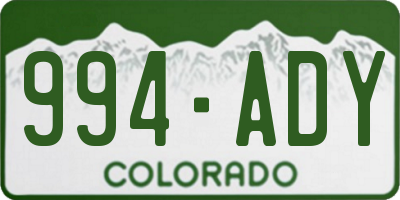 CO license plate 994ADY