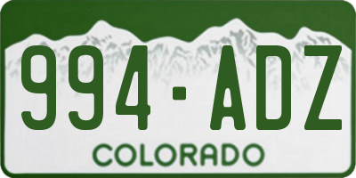 CO license plate 994ADZ