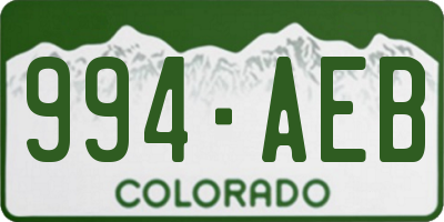CO license plate 994AEB