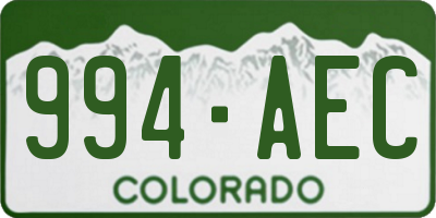 CO license plate 994AEC