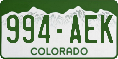 CO license plate 994AEK