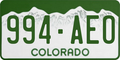 CO license plate 994AEO
