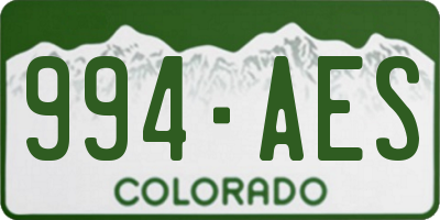 CO license plate 994AES