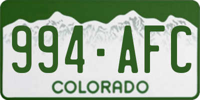 CO license plate 994AFC
