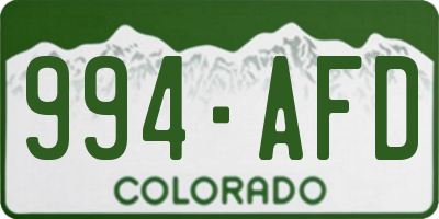 CO license plate 994AFD