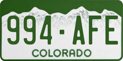 CO license plate 994AFE