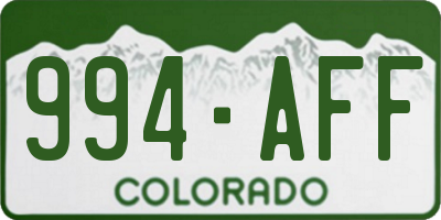 CO license plate 994AFF