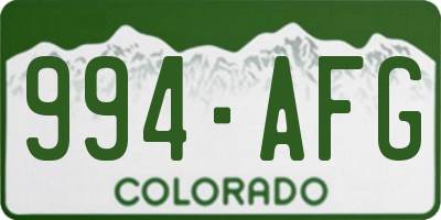 CO license plate 994AFG