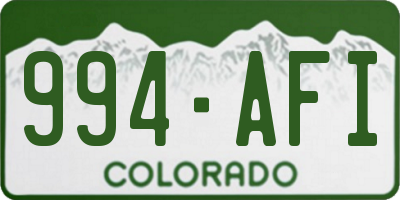 CO license plate 994AFI
