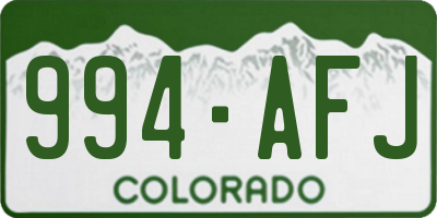 CO license plate 994AFJ