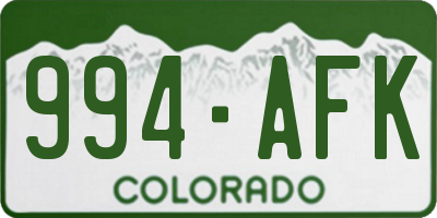 CO license plate 994AFK