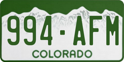 CO license plate 994AFM