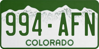 CO license plate 994AFN