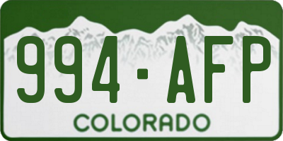 CO license plate 994AFP