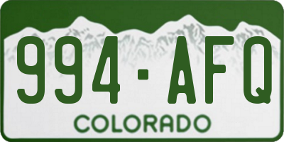 CO license plate 994AFQ