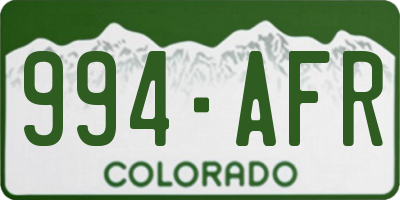 CO license plate 994AFR