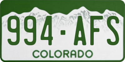 CO license plate 994AFS