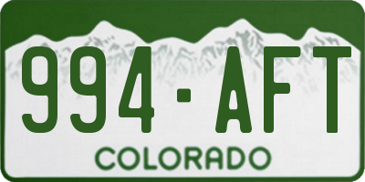 CO license plate 994AFT