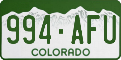 CO license plate 994AFU