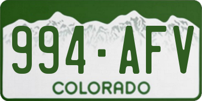 CO license plate 994AFV