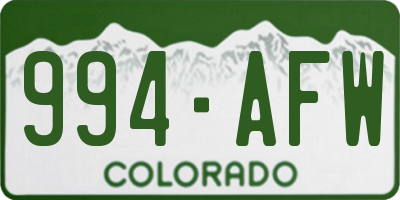 CO license plate 994AFW