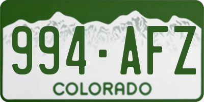 CO license plate 994AFZ
