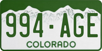 CO license plate 994AGE