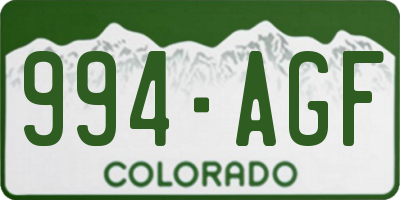 CO license plate 994AGF
