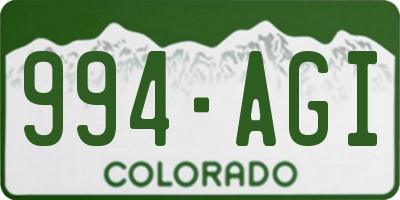 CO license plate 994AGI