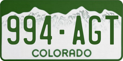 CO license plate 994AGT