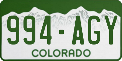 CO license plate 994AGY